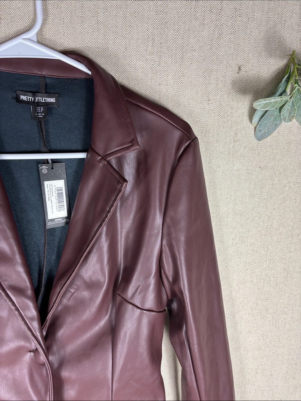 PrettyLittleThing > New with Tags Brown Faux Leather Jacket 6 - Picture 4 of 10